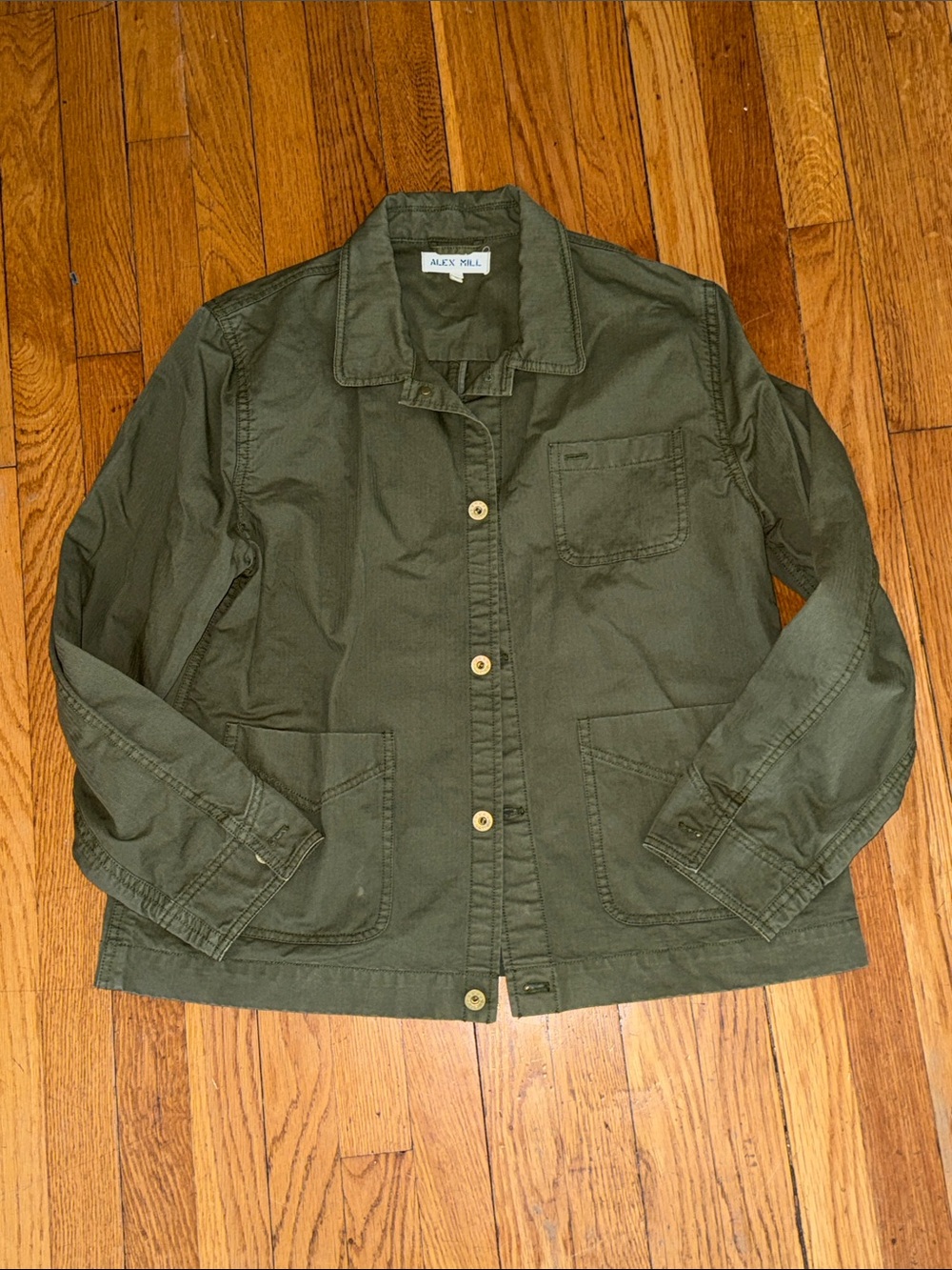 Alex Mill Olive Green Utility Jean Jacket cotton size XL